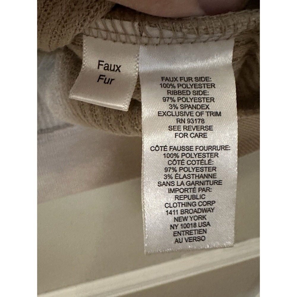 Workshop Republic Clothing Women's Faux Fur Zip Up Hoodie Size Small Tan Color - Picture 7 of 9